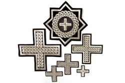 Набор крестов, иерейский, ПРЯМАЯ ПЛЕТЕНКА, черный с серебром, 14 шт