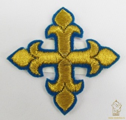 Крест 4 КАПЛЕВИДНЫЙ, голубой с золотом,6-7 см