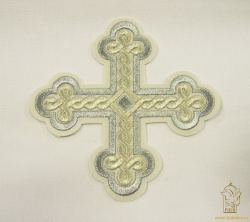 Крест 1 ОКРУГЛАЯ ПЛЕТЕНКА, белый со светлым и с темным серебром,14,5 -16 см Крест 1 ОКРУГЛАЯ ПЛЕТЕНКА, белый со светлым и с темным серебром,14,5 -16 см