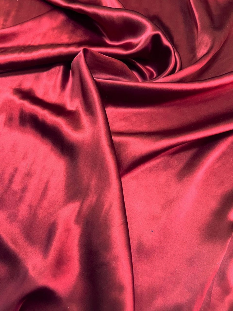 Шелк атлас натуральный, бордо, шир. 110 см