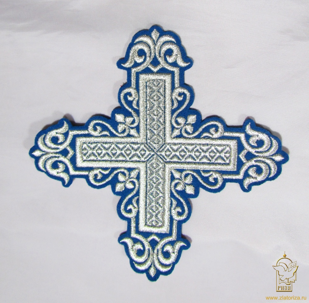 Крест 1 УЗОР синий с серебром,14,5 -16 см, 26455 Крест 1 УЗОР синий с серебром,14,5 -16 см, 26455