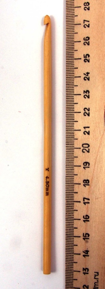 Крючок вязальный диаметр 4,5 мм, бамбук, 15 см