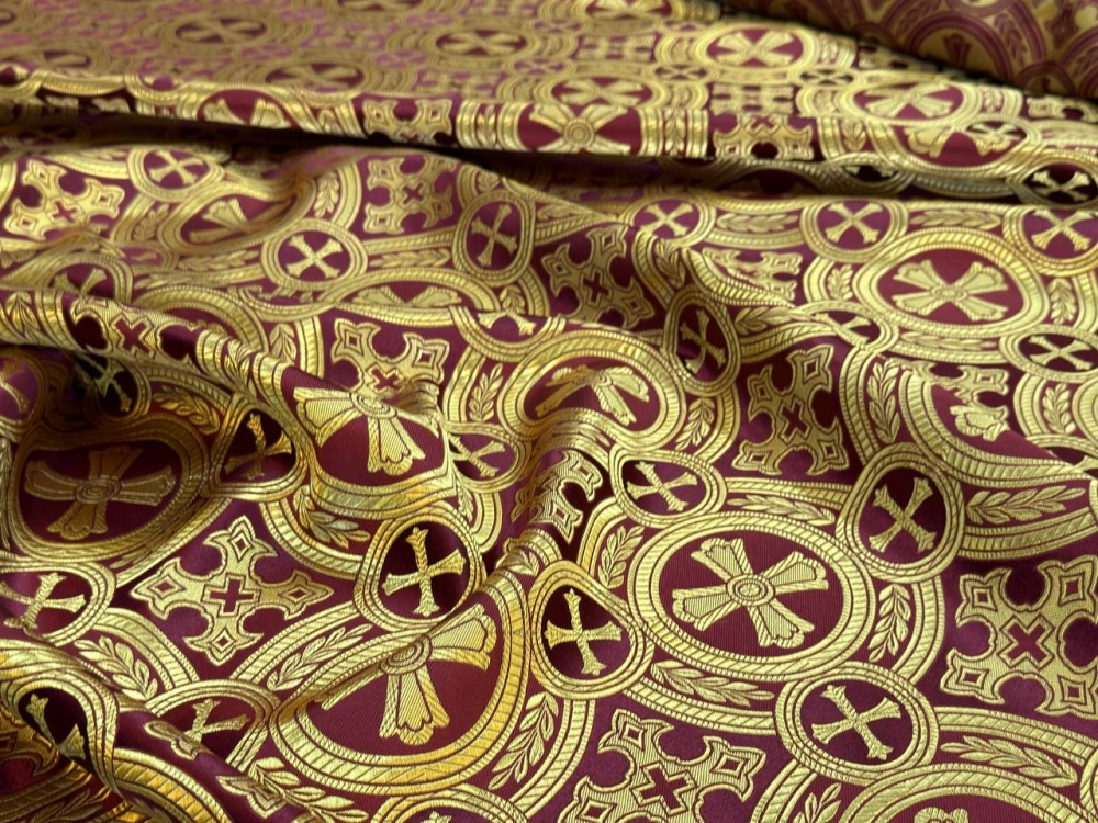 Шелк САМСОН, бордо с золотом, шир. 150 см, Рахманово