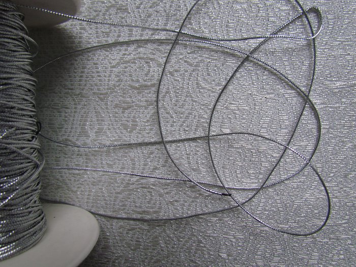 Шнур отделочный 1 мм, серебрянный, плоский, 50 м