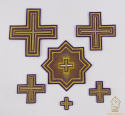 Набор крестов, иерейский, АНДРЕЕВСКИЙ, фиолетовый с золотом, 14 шт