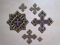 Набор крестов КАНОН W 002, иерейский, черный с серебром, 14 шт,