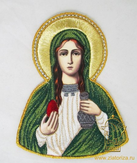 Икона святой равноапостольной Марии Магдалины, выс. 15,5 см, вышитая