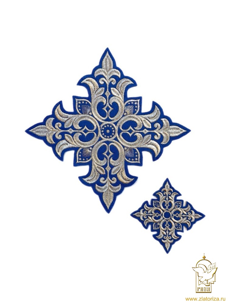 Крест 2 ПОЧАЕВ, синий с серебром, 10-12 см