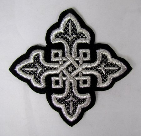 Крест 2 ВЯЗАНЫЙ, черный с серебром, 10-12 см