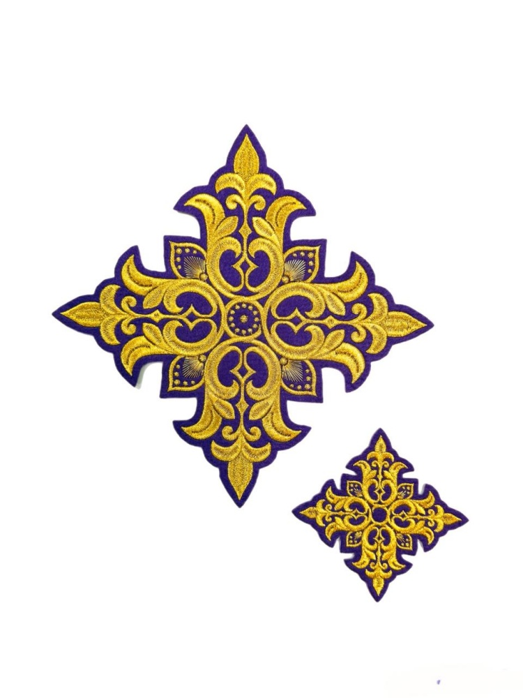 Крест Престол/Жертвенник ПОЧАЕВ, фиолетовый с золотом, 23 см