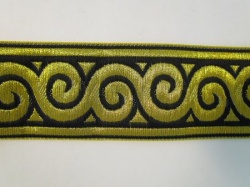 Галун Ногинск ЗАВИТОК черный с золотом, шир. 5 см Галун Ногинск ЗАВИТОК черный с золотом, шир. 5 см