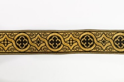 Галун ЗЛАТОУСТ, черный с золотом, шир. 4 см, ФР Галун ЗЛАТОУСТ, черный с золотом, шир. 4 см, ФР