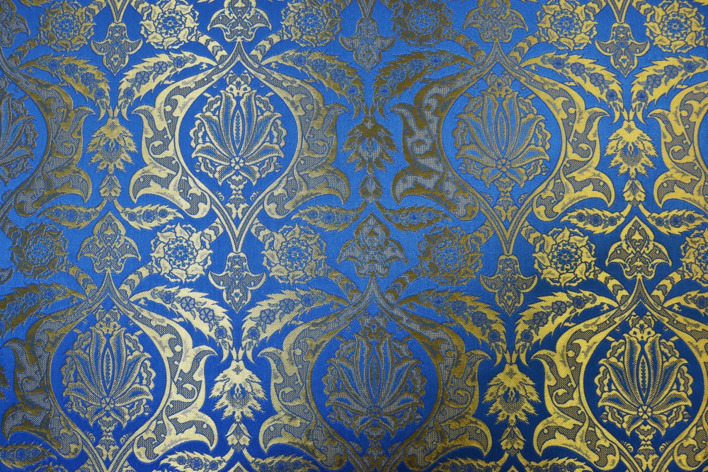 Шелк ВИФАНИЯ, голубой с золотом, шир. 165 см