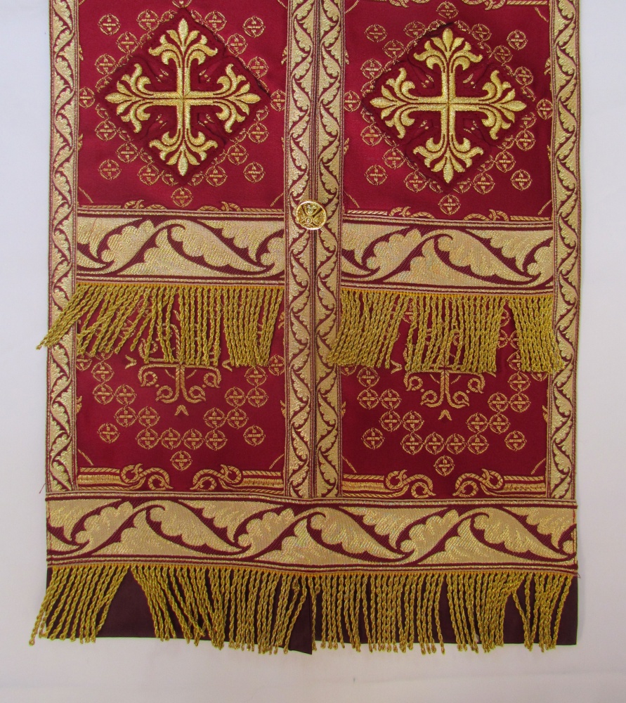 Епитрахиль + поручи, бордовая с золотом