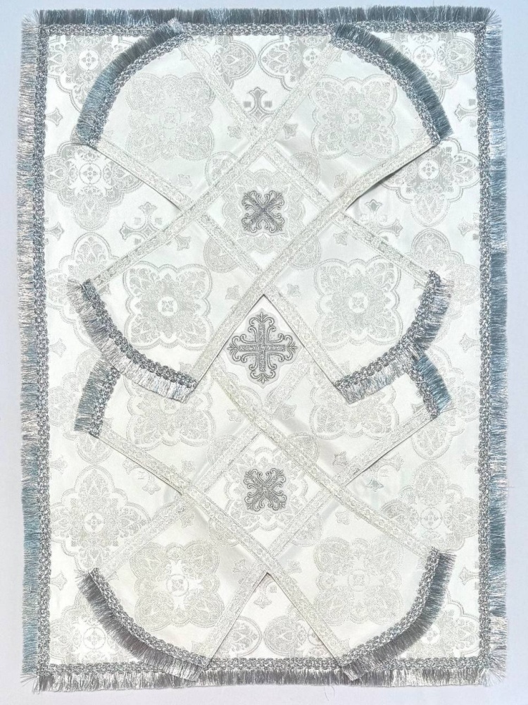 Покровцы парча, белые с серебром