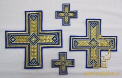 Набор крестов на Престол/Жертвенник НИКОЛЬСКИЙ, синий с золотом, 4 шт