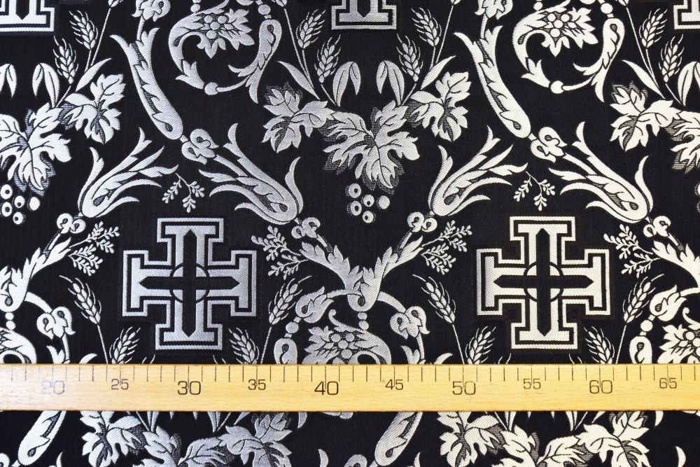 Шелк КАНА, черный с серебром, шир. 165 см