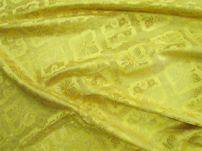 Парча КАНОН желтая с золотом, шир. 150 см, Рахманово