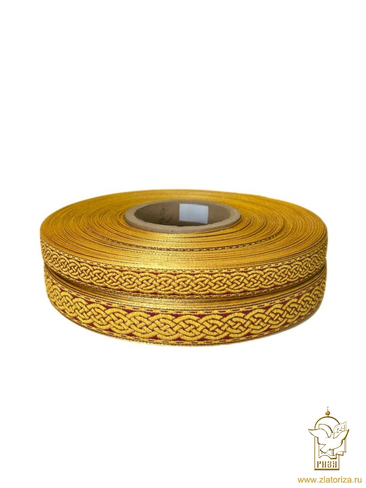 Галун ПЛЕТЕНКА, бордо с золотом, шир. 1,8 см, РА