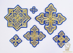 Набор крестов, иерейский, ВЯЗАНЫЙ, синий с золотом, 14 шт Набор крестов, иерейский, ВЯЗАНЫЙ, синий с золотом, 14 шт