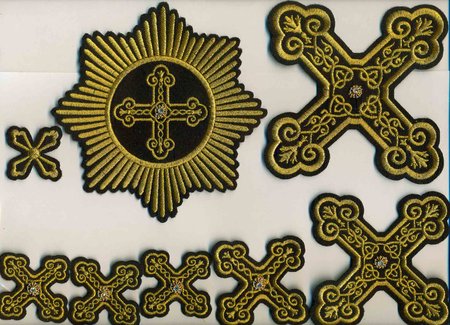 Набор крестов, иерейский, ОКРУГЛАЯ ПЛЕТЕНКА, черный с золотом, 14 шт
