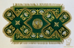 Покровцы бархат, вышитые, зеленые с золотом ТРОИЦА Покровцы бархат, вышитые, зеленые с золотом ТРОИЦА