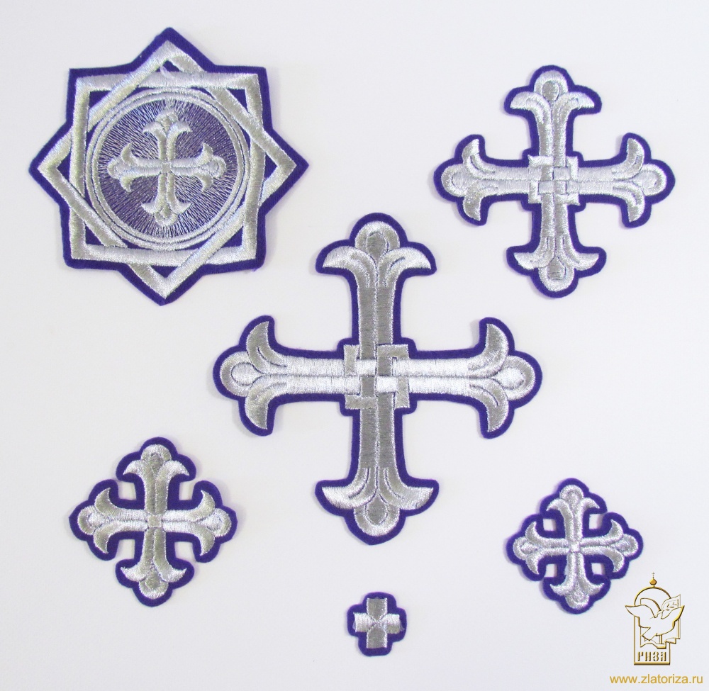 Набор крестов, иерейский, ЛУКОШКО, фиолетовый с серебром, 14 шт