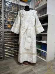 Орарь двойной белый с серебром, парча, без поручей