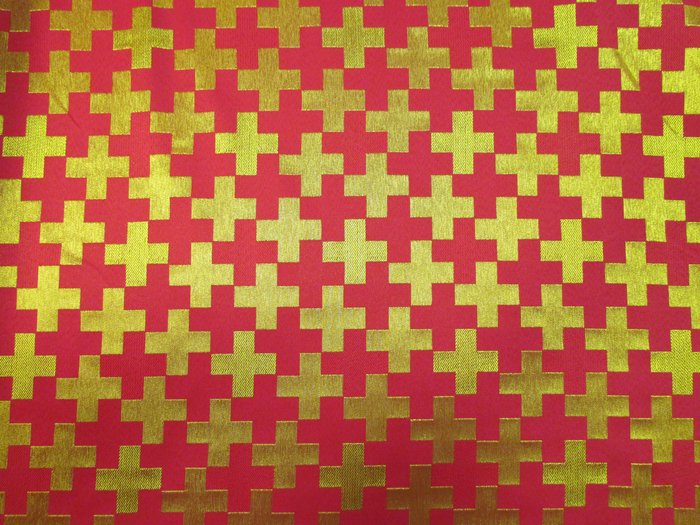 Парча НОВГОРОДСКИЙ, красная с золотом, шир. 150 см, Павловский Посад