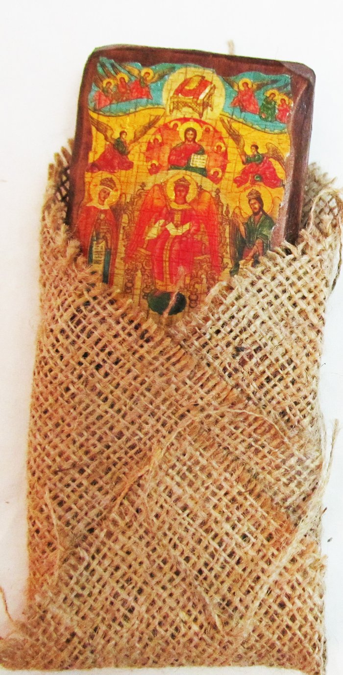 Икона София Премудрость Божия полиграфия 7х10 см, на дереве, текстильная упаковка