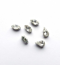 Стразы пришивные Лепесток, Чехия, в цапах, 1 см х 0,5 см, стекло, цвет - микс