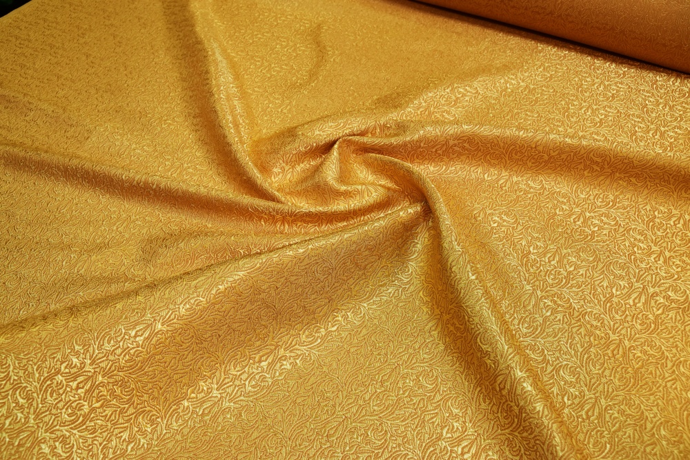 Шелк ОРЕНБУРГ, желтый с горчицей, шир. 150 см, Рахманово