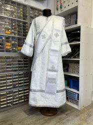 Орарь двойной белый с сереб, шелк, без поручей