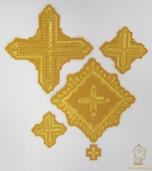 Набор крестов, КВАДРАТ(ПРЯМОЙ КРЕСТ) архиерейский, горчица с золотом, 21 шт
