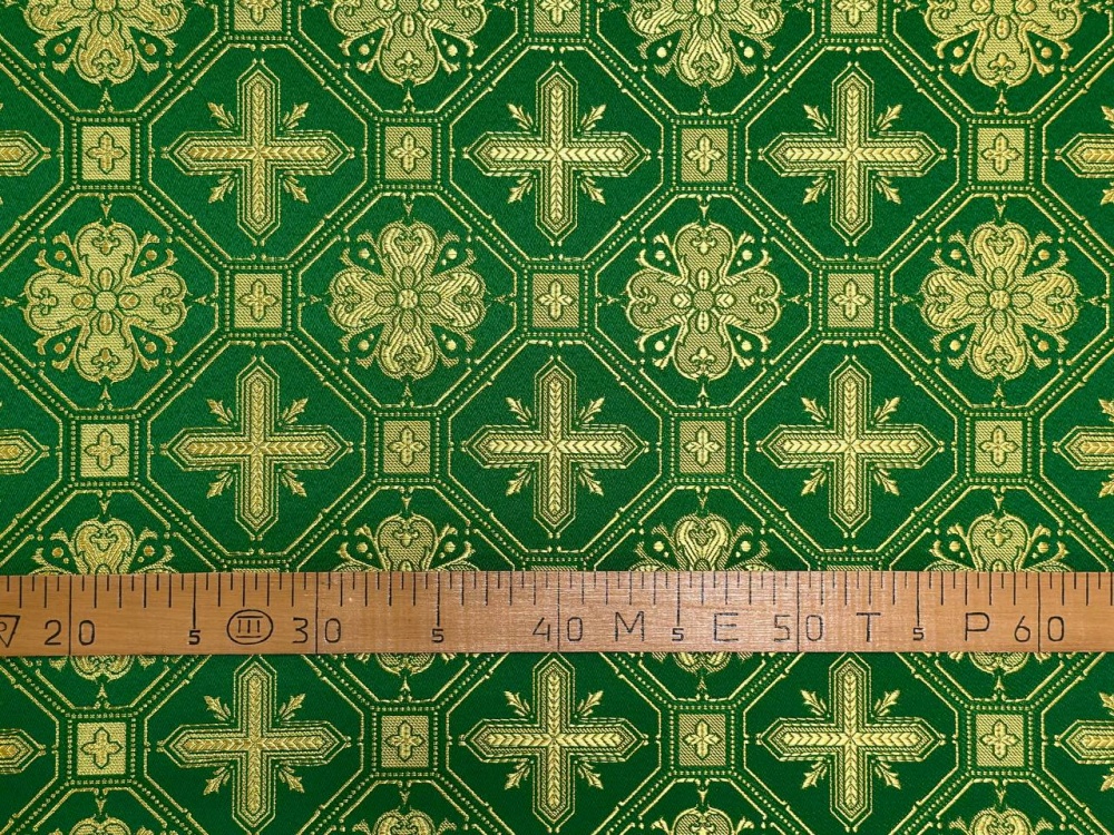 Шелк СВЕТЛАНА, зеленый с золотом, шир. 150 см, Рахманово