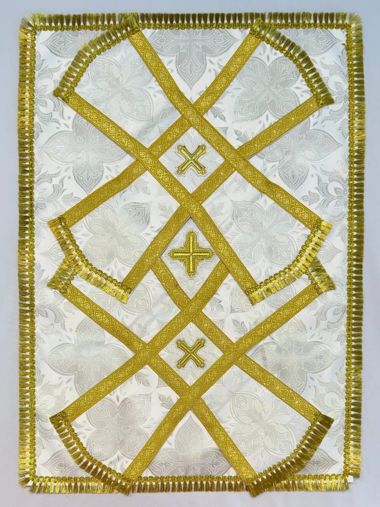 Покровцы парча Оренбург, цвет - белый с золотом