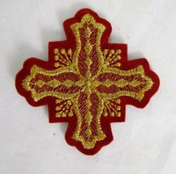 Крест 4 БОЧКА, красный с золотом,6-7 см