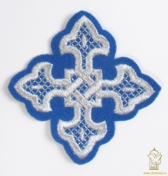 Крест 3 ВЯЗАНЫЙ, синий с серебром,8-9 см Крест 3 ВЯЗАНЫЙ, синий с серебром,8-9 см