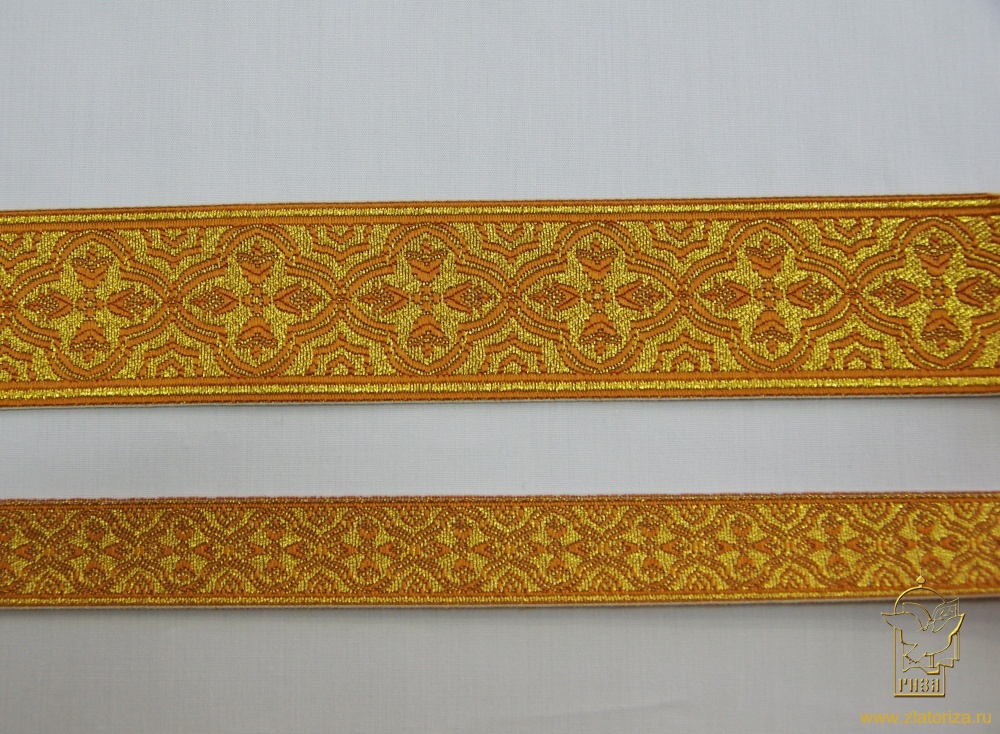 Галун ПЕРЕЗВОН, горчица с золотом, шир. 2 см, РА