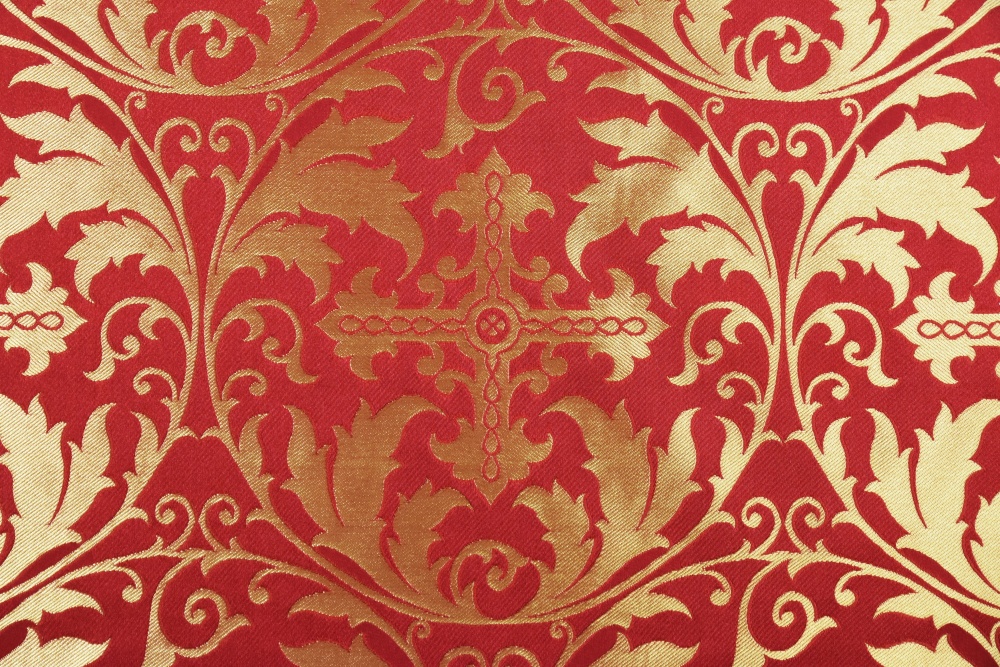 Шелк МИРА, красная с золотом, шир. 165 см
