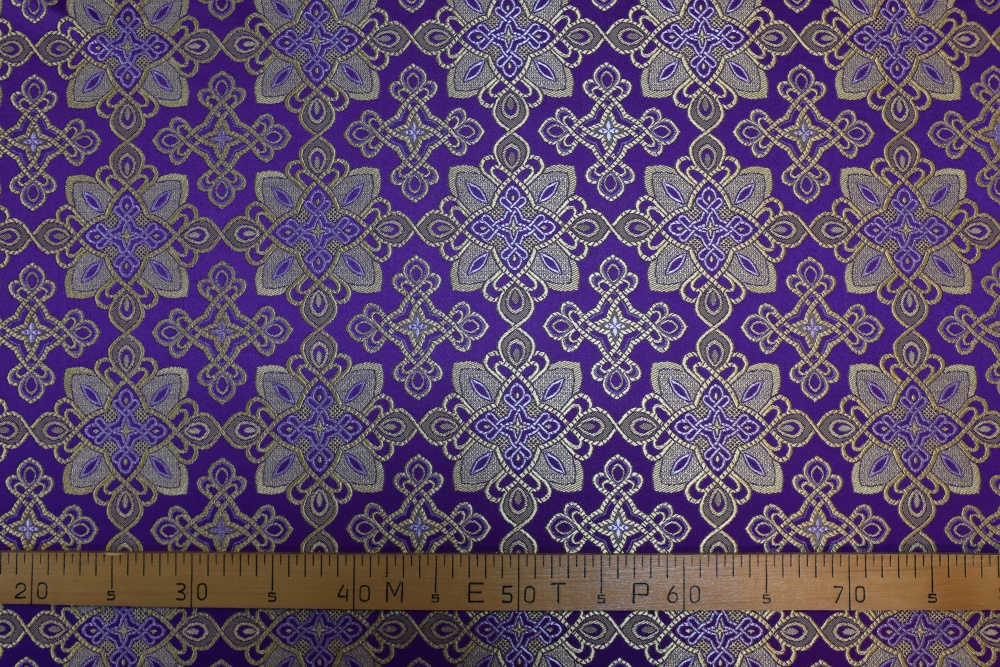 Шелк ПОЛОЦКИЙ, фиолетовый с золотом, шир. 150 см, Павловский Посад
