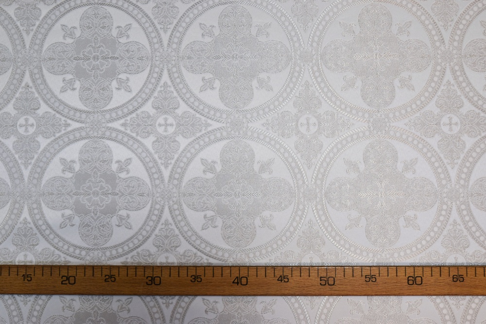 Парча ВЛАДИМИРСКАЯ, белая с серебром, шир. 150 см, Рахманово