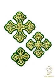 Набор крестов, требный, УЗОРНЫЙ, зеленый с золотом, 9 шт