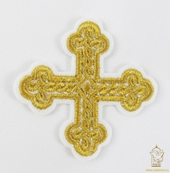 Крест 4 ОКРУГЛАЯ ПЛЕТЕНКА белый с золотом,6-7 см