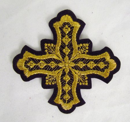 Крест 3 БОЧКА, фолетовый с золотом,8-9 см