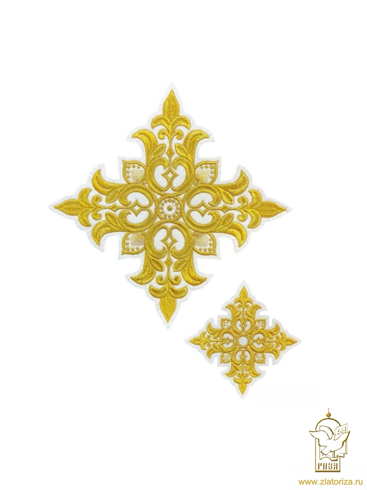 Крест Престол/Жертвенник ПОЧАЕВ, белый с золотом, 23 см