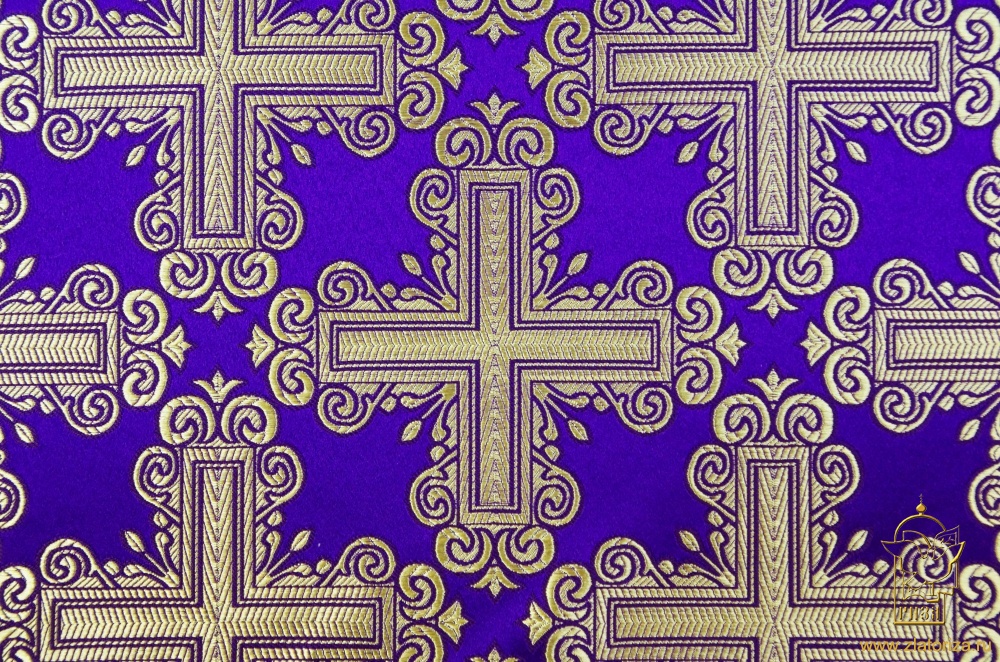 Шелк ПОКРОВСКИЙ, фиолетовый с золотом, шир. 150 см, Рахманово