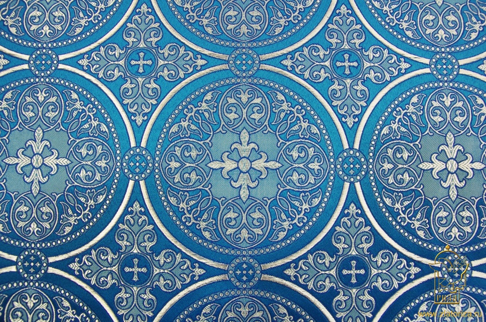 Шелк ВЛАДИМИРСКИЙ, голубой с серебром, шир. 150 см, Рахманово