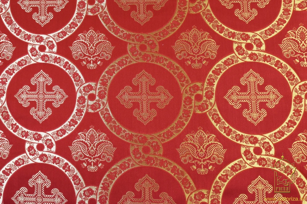 Шелк ГЕФСИМАНСКИЙ САД, красный с золотом, шир. 160 см