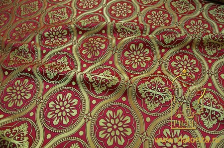 Парча ВИЗАНТИЯ, красная с золотом, шир. 150 см, Рахманово